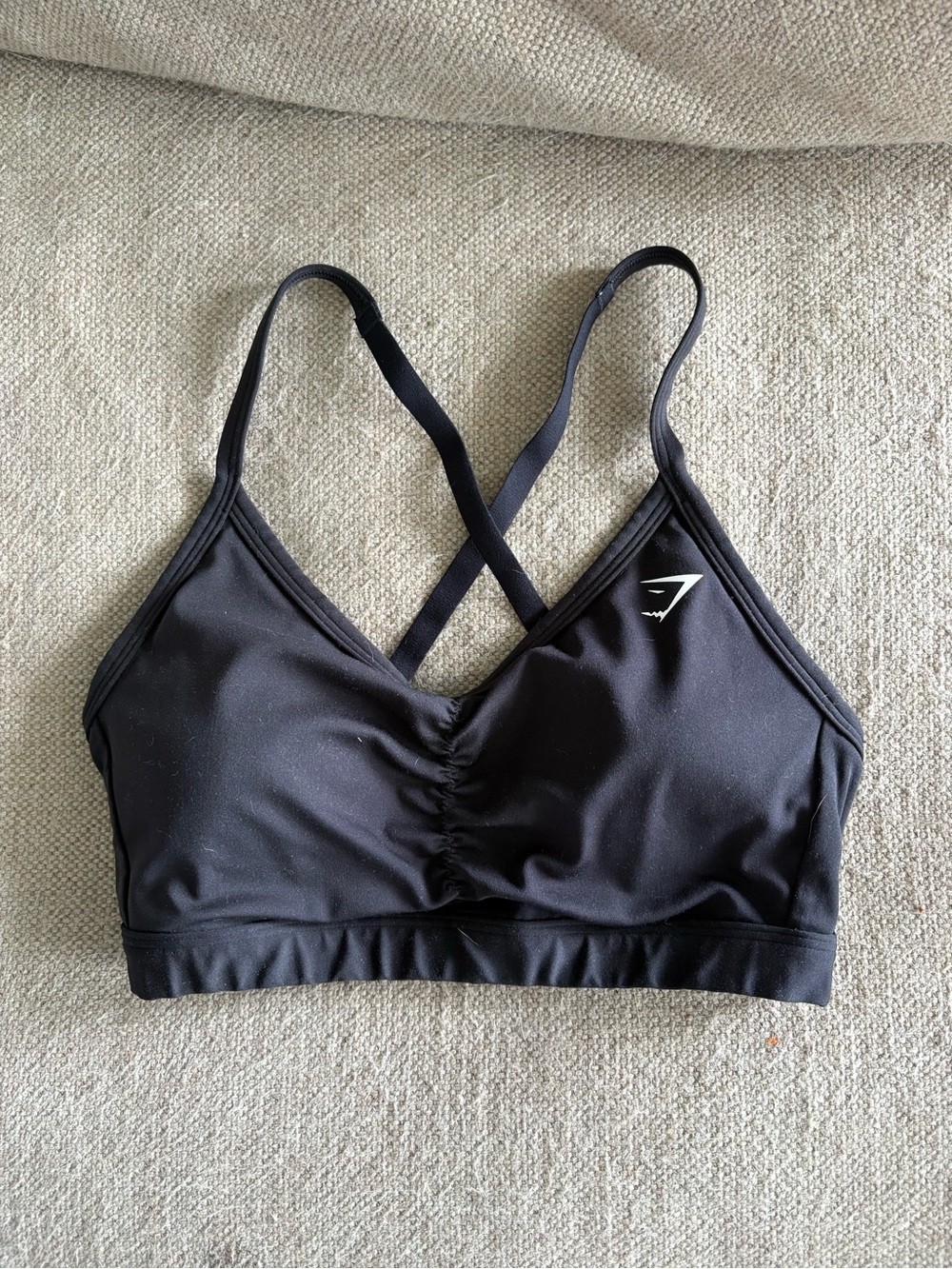 Gymshark Black Ruched Cross-Back Sports Bra